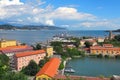 View of navy base in La Spezia, Italy.