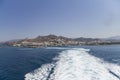 View on Naxos town from ferry, Greece