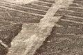 view of the Nazca lines geoglyphs with figures in the Pampas of Peru Royalty Free Stock Photo