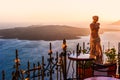 View of Nea Kameni Island from Thira, Santorini, Greece