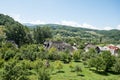 View of nearby village from Barsana wooden monastery,  Maramures,  Romania. Barsana monastery is one of the main point of interest Royalty Free Stock Photo