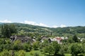 View of nearby village from Barsana wooden monastery,  Maramures,  Romania. Barsana monastery is one of the main point of interest Royalty Free Stock Photo