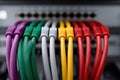 Organized patch cables in a data center setup during a networking installation Royalty Free Stock Photo