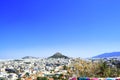 Mount Lycabettus also known as Lycabettus, Likavitos or Lykavittos under the blue sky, Athens, Greece