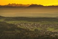 View of the neighboring villages of Zurich city from Uetliberg mountain Royalty Free Stock Photo