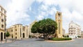 Nejmeh square in downtown Beirut with the iconic clock tower and the Lebanese parliament building, Beirut, Lebanon