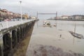 View of Nervion river, at background Vizcaya bridge.Portugalete,Basque Country,Spain. Royalty Free Stock Photo