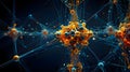 Neural network visualized as an interconnected web of glowing points Royalty Free Stock Photo
