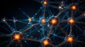 Neural network visualized as an interconnected web of glowing points Royalty Free Stock Photo
