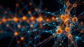 Neural network visualized as an interconnected web of glowing points Royalty Free Stock Photo