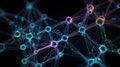 Neural network visualized as an interconnected web of glowing points Royalty Free Stock Photo