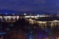 View of Neva embankment from the colonnade of St. Isaac`s Cathedral. Saint Petersburg. Russia Royalty Free Stock Photo