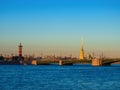 View of the Neva River, Peter and Paul Fortress and Palace Bridge, Saint Petersburg, Russia Royalty Free Stock Photo
