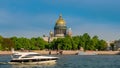 View on the Neva river and St Isaac's Cathedral. St. Petersburg