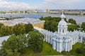 View of Neva river from tower of Smolny Cathedral in Saint-Peter Royalty Free Stock Photo