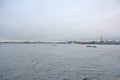 View of Neva river from Troitsky Bridge in Saint Petersburg, Russia