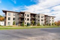 View of a new apartment building in a housin development Royalty Free Stock Photo
