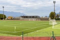 View of new football field in Maccagno Inferiore with Pino and Veddasca, Italy Royalty Free Stock Photo