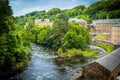 View of New Lanark Heritage Site, Lanarkshire in Scotland, United Kingdom,