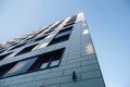 View on new modern buildings, facade corner and sky, real houses on line