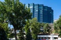 View of new modern buildings with original decoration from the embankment of Rostov-on-Don. Sunny day Royalty Free Stock Photo