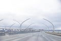 View of new road - Western High-speed Diameter in Saint-Petersburg.City transport junction roundabout road sunset