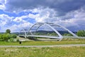 Steel bridge cross the Dunajec river in Nowy Sacz, Poland