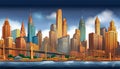 View of New York buildings and bridge - Generative AI