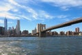 View on New York City and Brooklyn Bridge from Hudson river Royalty Free Stock Photo