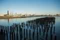 The view of New york city from the newport green skyline in the jersey city side as well as one world trade Royalty Free Stock Photo