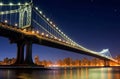 New York city at night panoramic cityscape , blurred neon light reflection,sea water , starry sky and moon