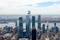 View of New york city skyline with bay and water seen from skyscrapers Royalty Free Stock Photo