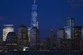 View of New York City Skyline at dusk featuring One World Trade Center (1WTC), Freedom Tower, New York City, New York, USA Royalty Free Stock Photo