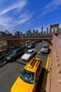 View of New York City, USA. Traffic on Brooklyn Bridge.