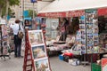 View of newsagent stall selling