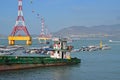 View of Nha Trang harbor port where Vinpearl Cable Car bring visitors to Hon Tre Island, Nha Trang, Vietnam