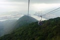 View from Nhong Ping 360 cable car crossing over the mountain in Tung Chung and Lantau Island Royalty Free Stock Photo