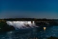 View of Niagara Falls, Horseshoe Falls at night in Niagara Falls, Ontario, Canada.High quality photo Royalty Free Stock Photo