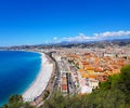 View of Nice from the Chateau hill,  Promenade des Anglais, Cote d`Azur, French riviera, Mediterranean sea, France Royalty Free Stock Photo