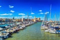 View of a nice fishing harbor and marina in Trani, region Puglia, Italy Royalty Free Stock Photo