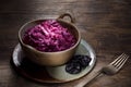 View of nice fresh beetroot salad with pruneson Royalty Free Stock Photo