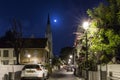 View at night on the Bar Hoffman Street in the American Colony in Yafo. Royalty Free Stock Photo