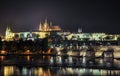 View of the night city of Prague, Czech Republic Royalty Free Stock Photo