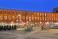 Night city street with parked bicycles. Night panorama with illumination Royalty Free Stock Photo