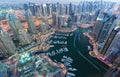 View on night highlighted luxury Dubai Marina,Dubai,United Arab Emirates