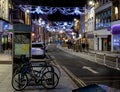 View of night Leicester, a city in EnglandÃ¢â¬â¢s East Midlands region, in Christmas time Royalty Free Stock Photo