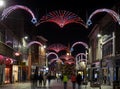 View of night Leicester, a city in EnglandÃ¢â¬â¢s East Midlands region, in Christmas time Royalty Free Stock Photo