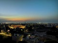 View of night life of city from top