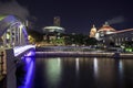 View of night Singapore from Boat Quay Royalty Free Stock Photo