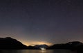 A view of the night sky over Ullswater in the English Lake District Royalty Free Stock Photo